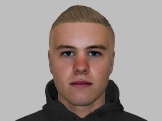 Police have released an Efit of a man they want to speak to in relation to a robbery in which the victim suffered facial injuries in Wakefield.