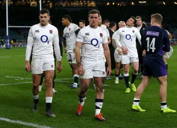 England's George Ford looks dejected after the dramatic 38-38 draw with Scotland.