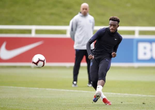 England's Callum Hudson-Odoi pictured during Tuesday's training session at St George's Park, Burton (Picture: Martin Rickett/PA Wire).