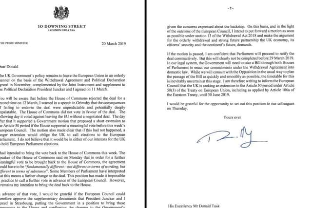 Theresa May's letter requesting an extension to Article 50.