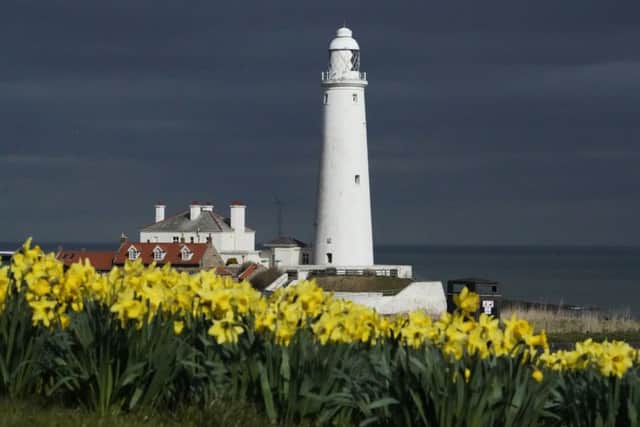 St Mary's Lighthouse in Whitley Bay on the morning of the Spring Equinox.