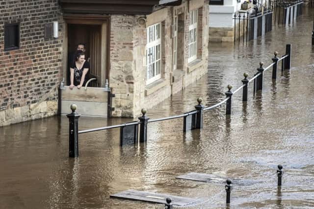 Flood water rises after the River Ouse in York burst its banks last weekend