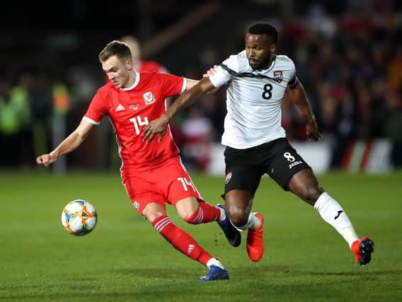 Barnsley winger Ryan Hedges in action for Wales