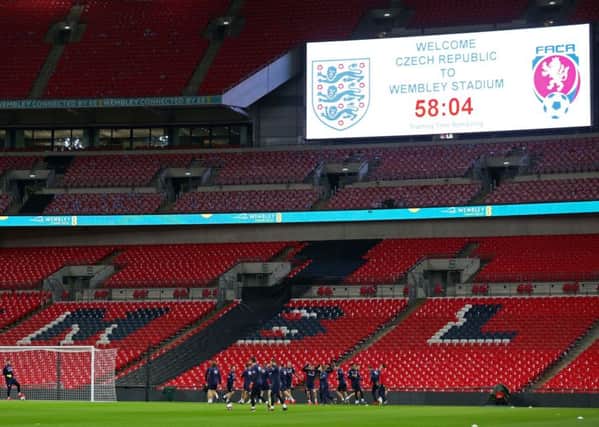 The Czech Republic team during the training session at Wembley Stadium.