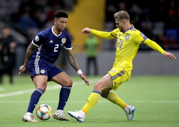 Scotland's Liam Palmer (left) in action.