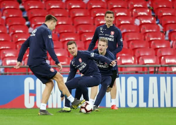 Czech Republic's Vladimir Darida trains with squad-mates at Wembley on Thursday (Picture: Steven Paston/PA Wire).
