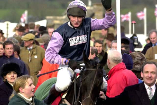 Russ Garritty returns to the winner's enclosure at Cheltenham after his victory in 2002 on Hussard Collonges for the Bannister family.