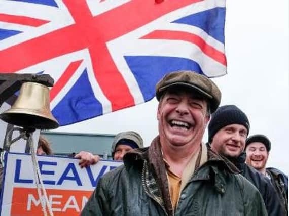 Nigel Farage on the March to Leave in Hartlepool. Picture: Getty Images.
