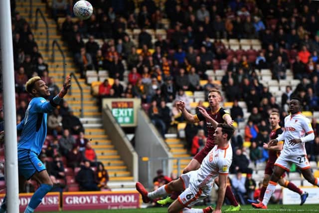 Off target:
Bradford's Eoin Doyle goes close.