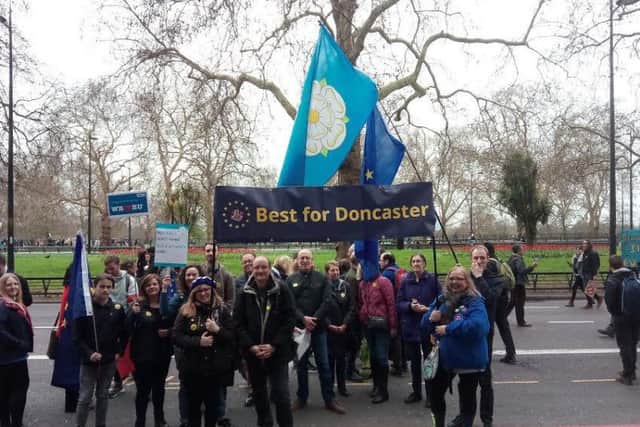Doncaster protesters arrived early on Park Lane to beat the crowds