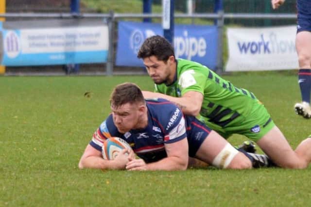 FRUSTRATED: Doncaster Knights' try-scorer Ollie Stedman. Picture: Marie Caley.