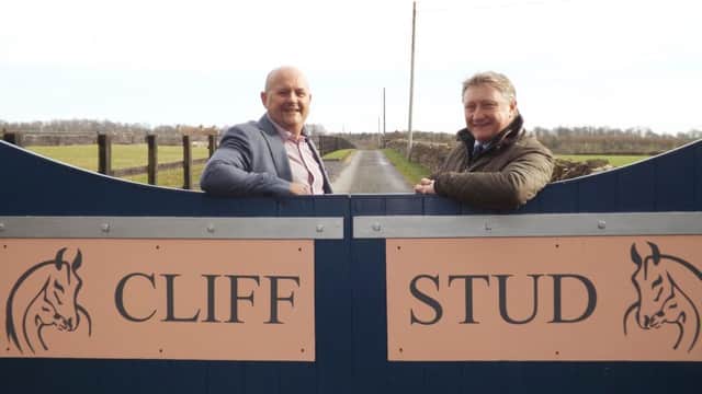 Sponsor: Paul Sutherland, left, with Thirsk Racecourses James Sanderson.