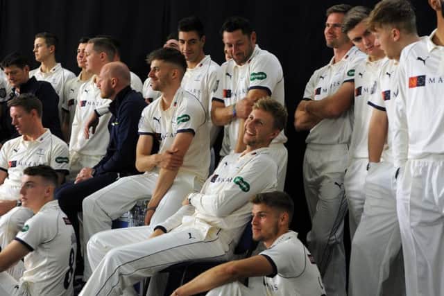 England Test captain Joe Root with his team mates  at the Yorkshire County Cricket Club team photocall.  (Picture: Tony Johnson)