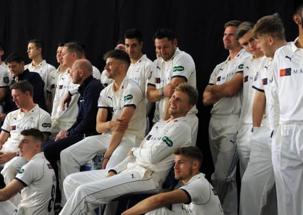 YOUNG AT HEART: England Test captain Joe Root with his team-mates at the Yorkshire CCC media day. Picture: Tony Johnson.