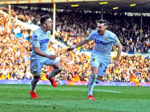 Leeds United playmaker Pablo Hernandez celebrates.