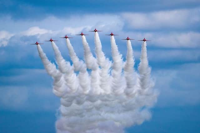 The Red Arrows performing over York today