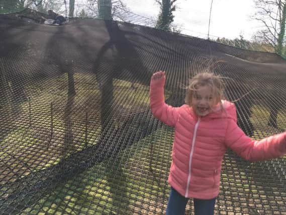 Maisie Craven hits the trampoline at Treetop Nets