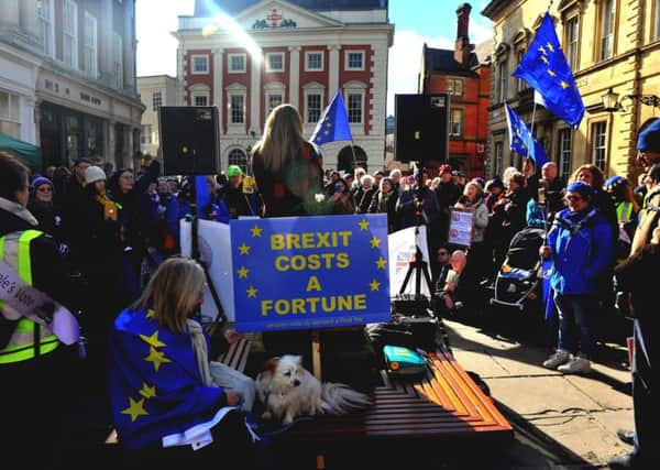Anti-Brexit supporters at a People's Vote rally in York.