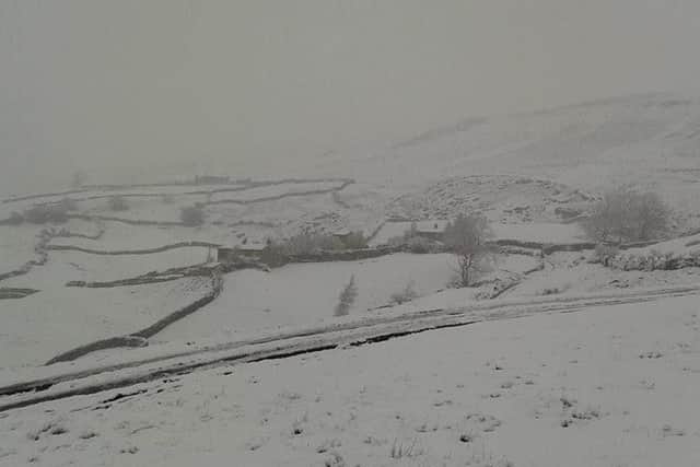 The snowy scenes in the Yorkshire Dales today. Photo: Swaledale Mountain Rescue