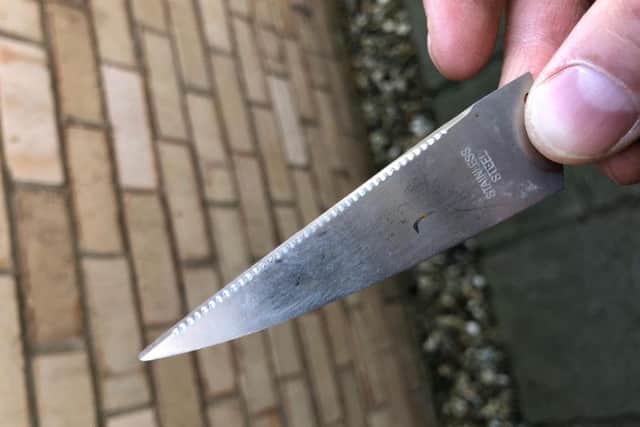 Police have issued a warning after this knife was found on a Yorkshire football pitch before kick-off. Photo credit: East Riding County Football Association