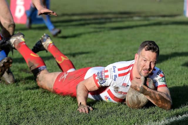 Hull KR's Danny McGuire scores a try during the Betfred Super League match at Belle Vue, Wakefield. (Picture: PA)