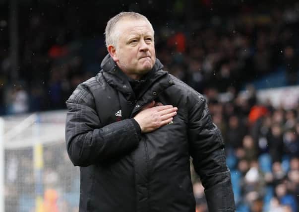 Chris Wilder manager of Sheffield United celebrates the win during the Sky Bet Championship match at  Leeds United (Picture: Simon Bellis/Sportimage)