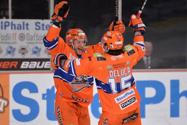 SAME AGAIN PLEASE: Jonathan Phillips celebrates scoring in the 5-4 win at home to Cardiff last month. Picture: Dean Woolley.