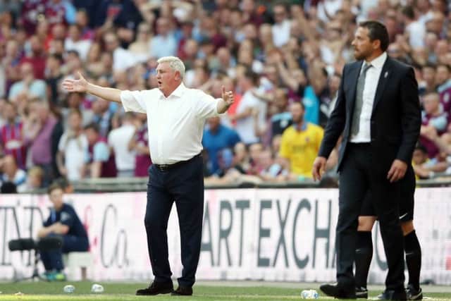 NOT THIS TIME: Steve Bruce shows his frustration during Aston Villa's Championship play-off final defeat to Fulham at Wembley lasty year. Picture: John Walton/PA