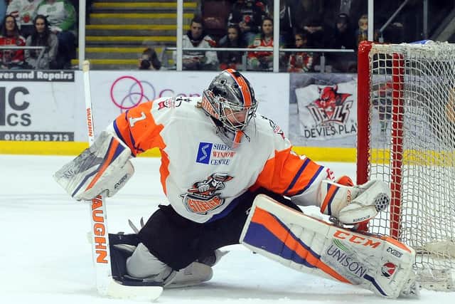 STOP THAT: Jackson Whistle was kept busy at the Viola Arena by Cardiff Devils.