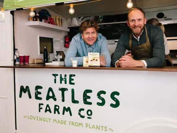 The Meatless Farm Cos CEO, Rob Woodall (left), and founder, Morten Toft-Bech (right)