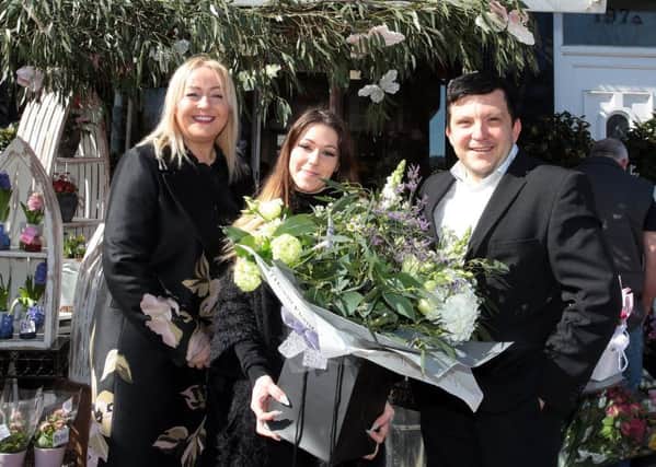 April Bell, centre, at Monica F Hewitts Florists in Sheffield. Pic: Glenn Ashley
