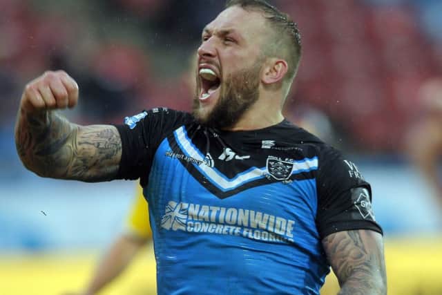 Hull's Josh Griffin scored a hat-trick of tries at Salford. (Picture: Tony Johnson)