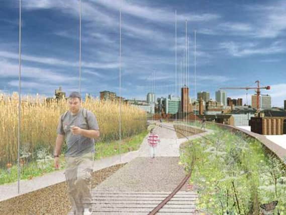 An artist's vision of how the Holbeck Viaduct 'skyline' route would look
