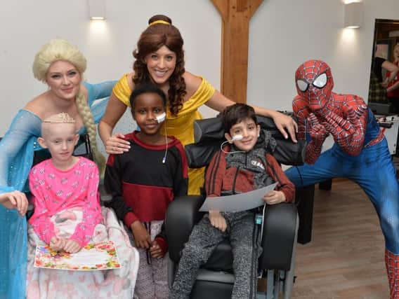 Parties for My Princess : Belle, Elsa and Spiderman with Lacey , Tume and Arish at Leeds Children's Hospital