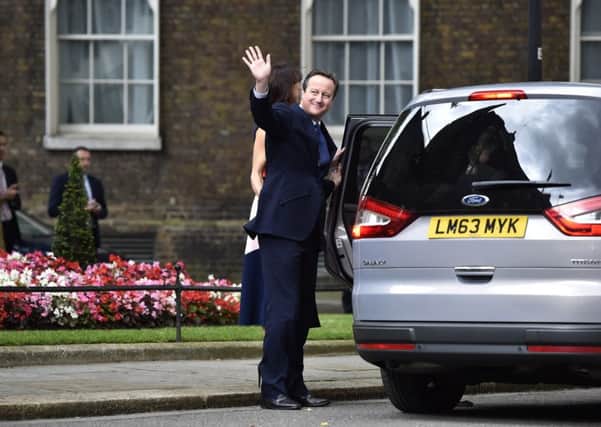 David Cameron leaves 10 Downing Street for the final time after resigning as Prime Minister.
