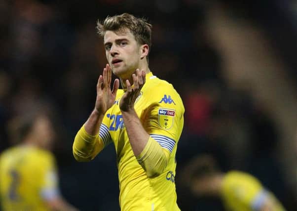 Leeds United's Patrick Bamfor: Applauding the travelling supporters at Deepdale.