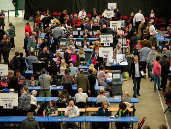 Votes are counted in Leeds during the 2018 local elections. Pic: Mark Bickerdike