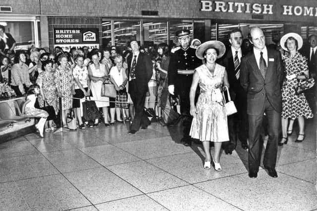 Princess Margaret goes on a walkabout at Doncaster Arndale Centre in 1976.