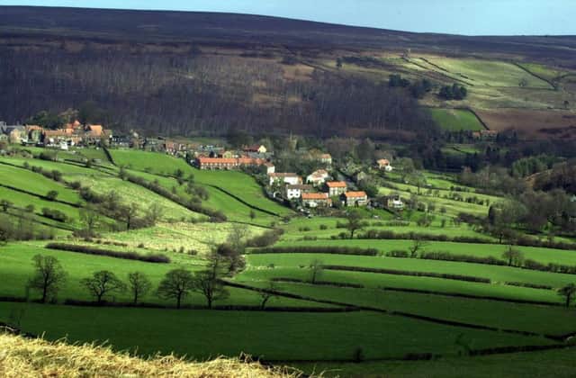 The  village of Castleton  high on the North York Moors  and connected by the Esk Valley railway line to Middlesborough and Whitby.