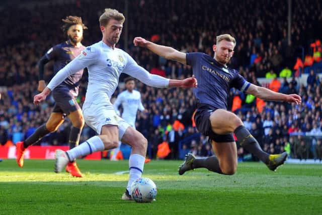 Leeds United's Patrick Bamford is blocked by Sheffield Wednesday's Tom Lees. (Picture: Tony Johnson)