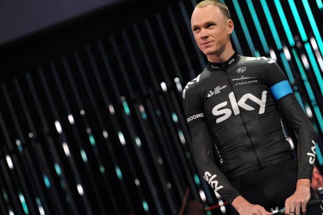 Chris Froome, Team Sky, during the Tour de France Team Presentation Opening Ceremony, First Direct Arena, Leeds.
3 July 2014. (Picture: Bruce Rollinson)