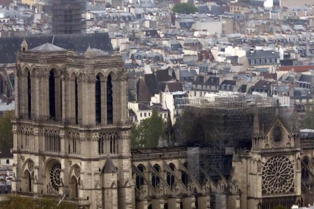 Notre Dame cathedral is pictured from the top of the Montparnasse tower, on Tuesday