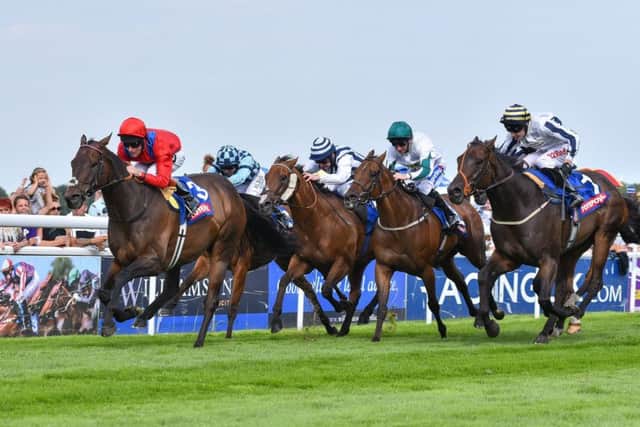 The now retired Take Cover, trained at Bawtry by David Griffiths, is pictured winning the 2017 Beverley Bullet under Tom Queally.
