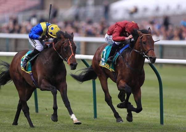 Kick On (right) ridden by Oisin Murphy beats Walkinthesand to win the bet365 Feilden Stakes during day one of the bet365 Craven Meeting at Newmarket.