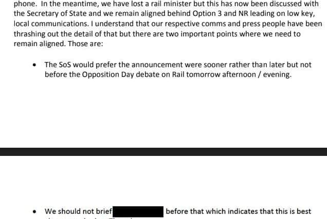 An email sent by a senior DfT official, obtained by The Yorkshire Post under the Freedom of Information Act