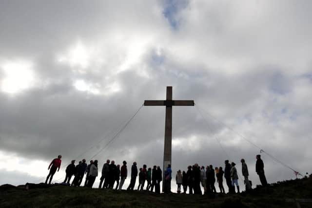 The traditional Easter cross is erected on Otley Chevin.
