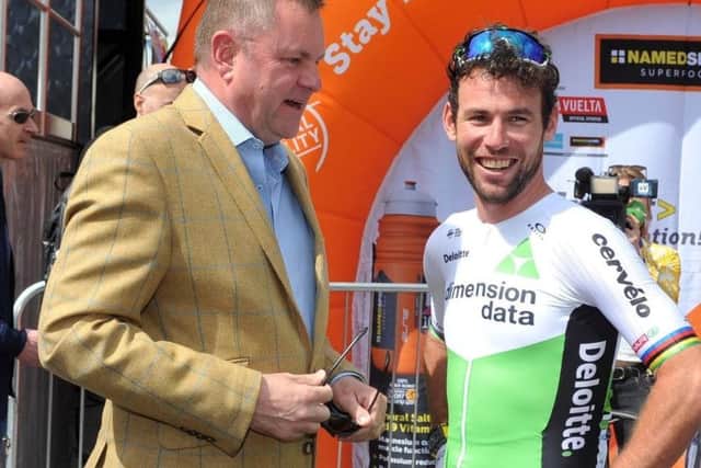 Former Welcome to Yorkshire chief executive Sir Gary Verity with cycling superstar Mark Cavendish.