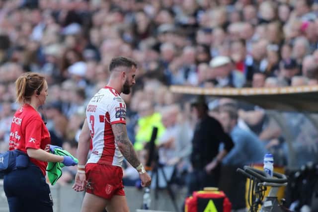Hull KR's Ben Crooks is sin-binned after his shoulder charge on Marc Sneyd in the derby. (SWPix)