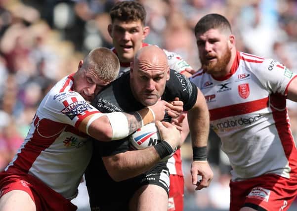 Powering forward: Hull FC's Gareth Ellis in derby action. Picture: SWPIX