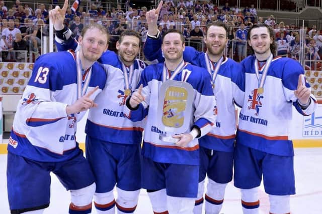 PARTY TIME: Davey Phillips, Jonathan Phillips, Robert Dowd, Ben O'Connor and Liam Kirk celebrate last year's stunning gold medal triumph in Budapest. Picture: Dean Woolley.